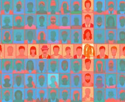 Identification collage with different faces